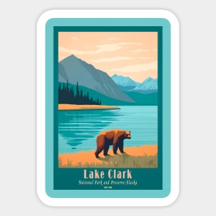 Lake Clark National Park Vintage Travel Poster Sticker